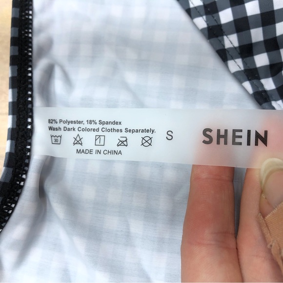 SHEIN NEW bikini black & white plaid summer tied - Picture 7 of 7